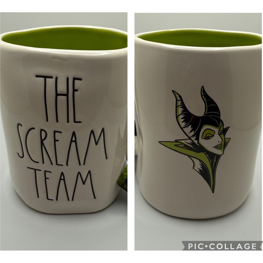 RARE Misprint Rae Dunn Disney Villains Mug Factory Error Maleficent +Scream Team